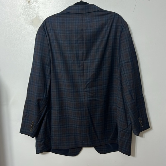 Bonobos Prominent Fit blue plaid wool blend blazer 48R - Picture 3 of 5